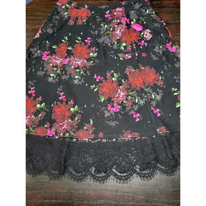 NWT Torrid Black Floral Premium Lace Midi Skirt Size O (Size 12)